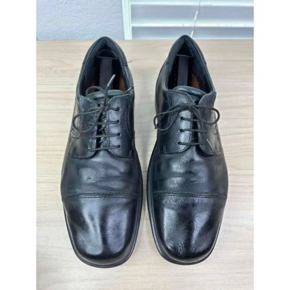 ECCO Shoes Mens EU 44/US 10 Black Leather Lace Up Captoe Oxford Dress‎ Comfort